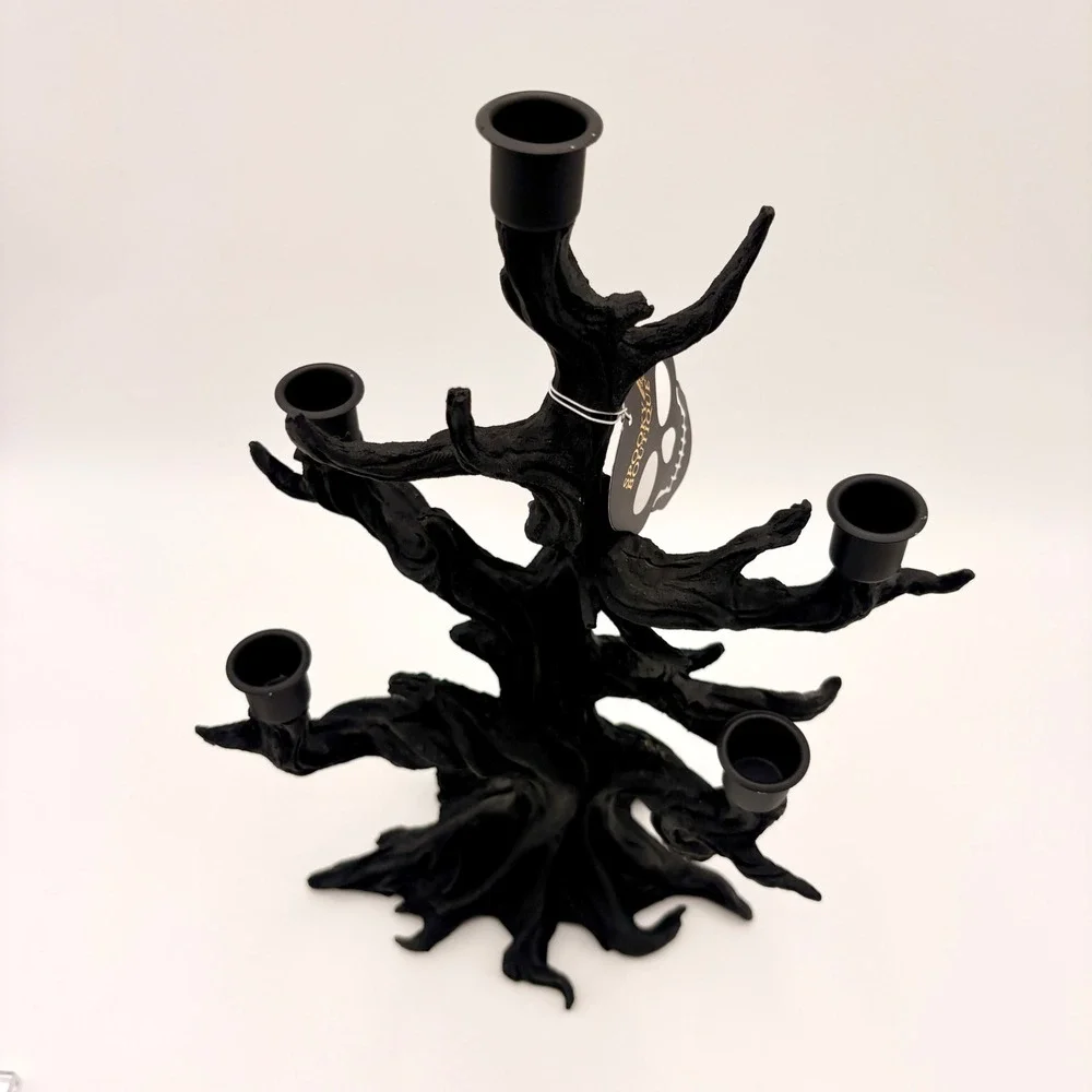 Spooky Boutique Black Gnarled Tree Candelabra 5 Arm Halloween Gothic Decor